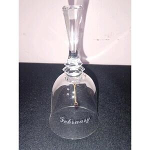 INTAGLIO Lead Crystal Birthday Bell, featuring "February" Amathist Heart Bell